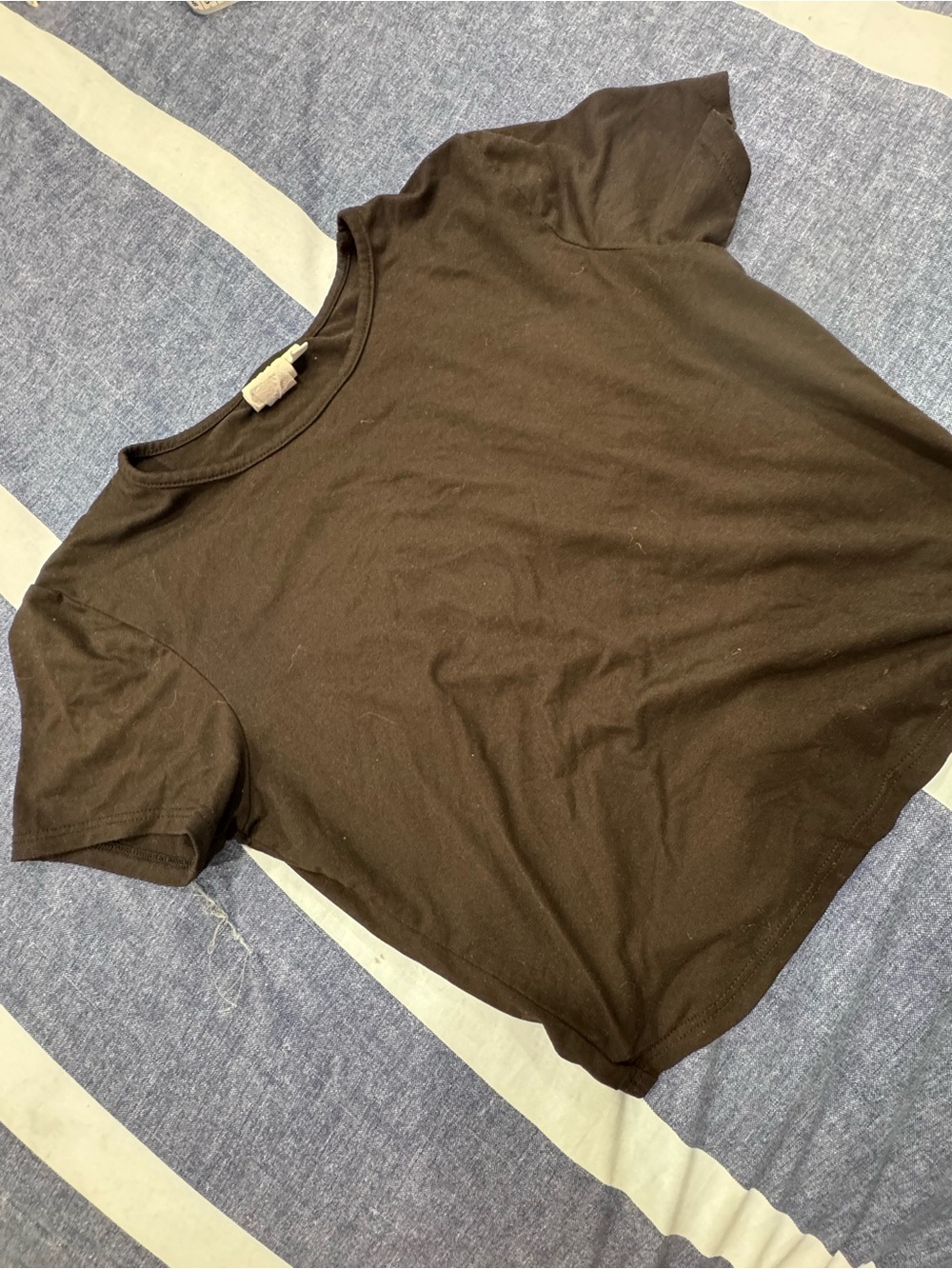 Casual Black Crop Top - Women's Basic Tee